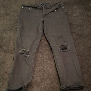 GAP Dark Gray Ripped Boyfriend Jeans